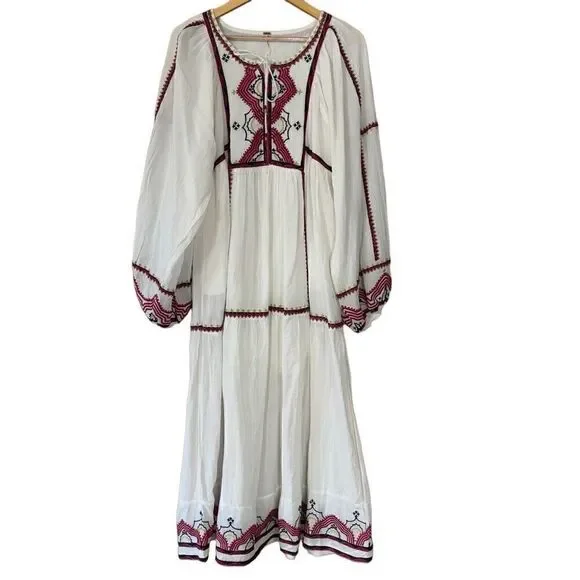 Free People Women's Sweet Escape Midi Dress boho embroidered small - Picture 5 of 12